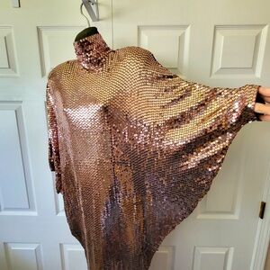 Vintage Cache pink sequin floor length batwing dress